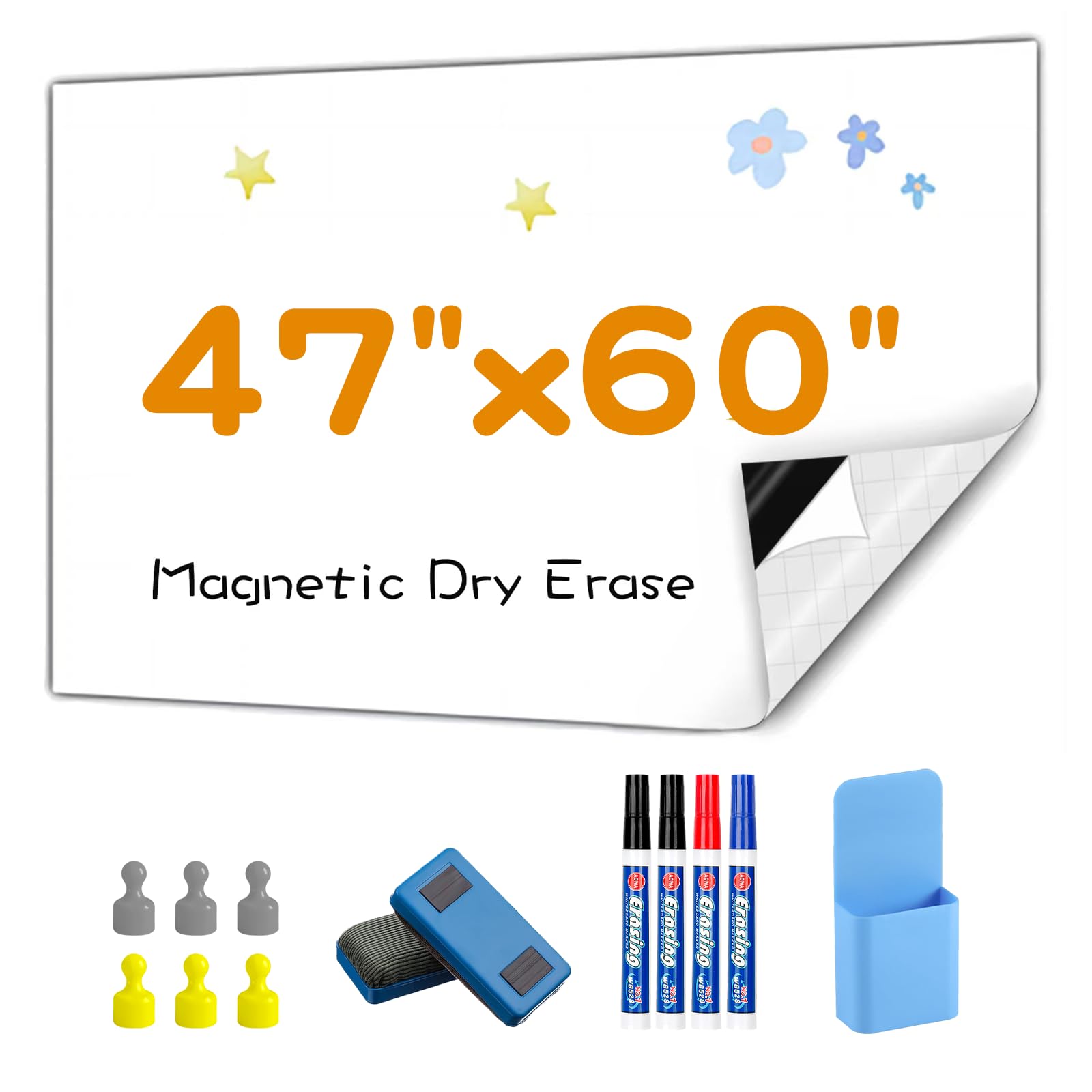 Magnetic Dry Erase Board Contact Paper 47"x60" for Wall
