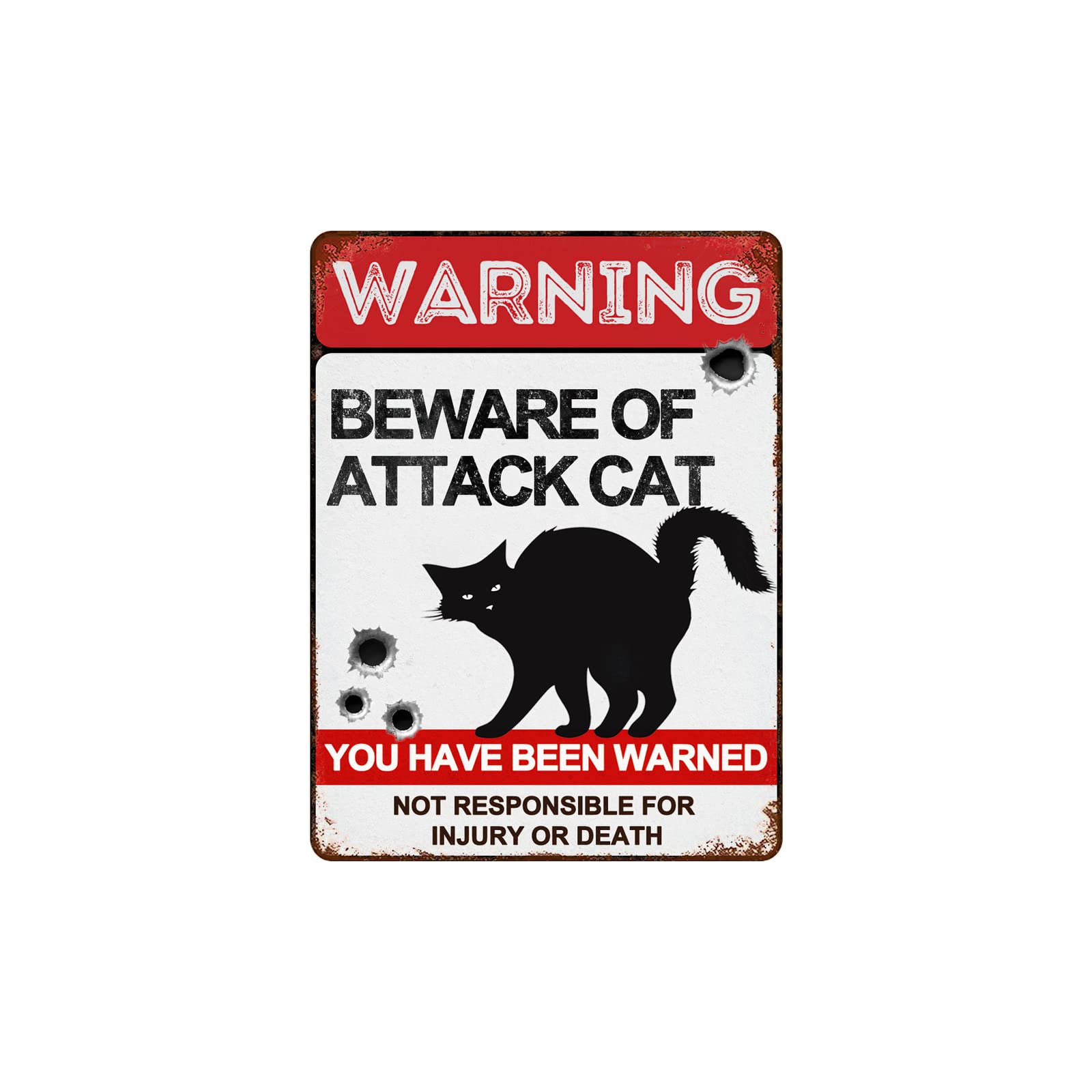BAIWIFE Beware of Cat Signs 8"x12" Vintage Metal Warning Signs About Cat Activity Areas for Outdoor Fences Yards Forest Scenic Area