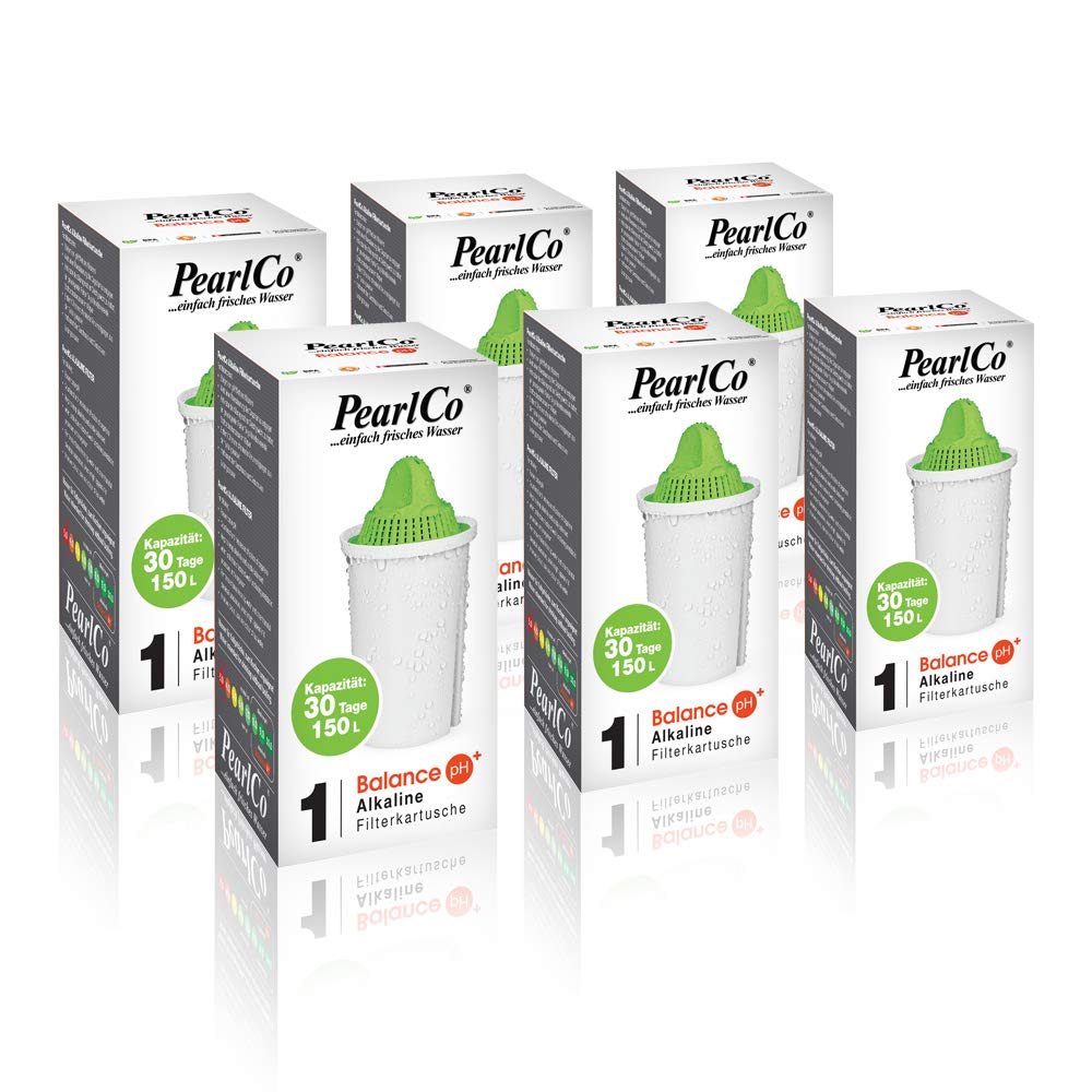 Perlopur - Cartucce filtranti alcaline classiche (confezione da 6) per acqua alcalina | Aumenta il pH dell'acqua, alimentazione basica. Filtra le sostanze nocive, migliora il sapore. Compatibile con Brita Classic