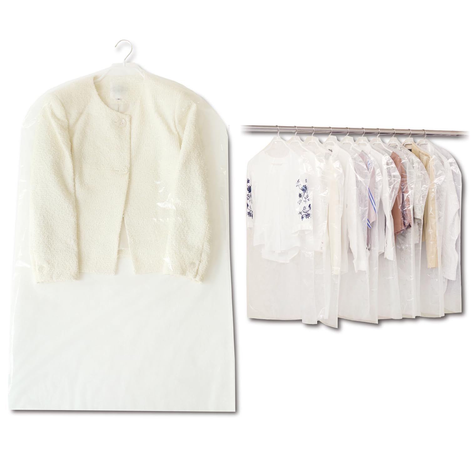 Amazon｜洋服カバー 衣類カバー スーツ ジャケット用衣類カバー 50枚