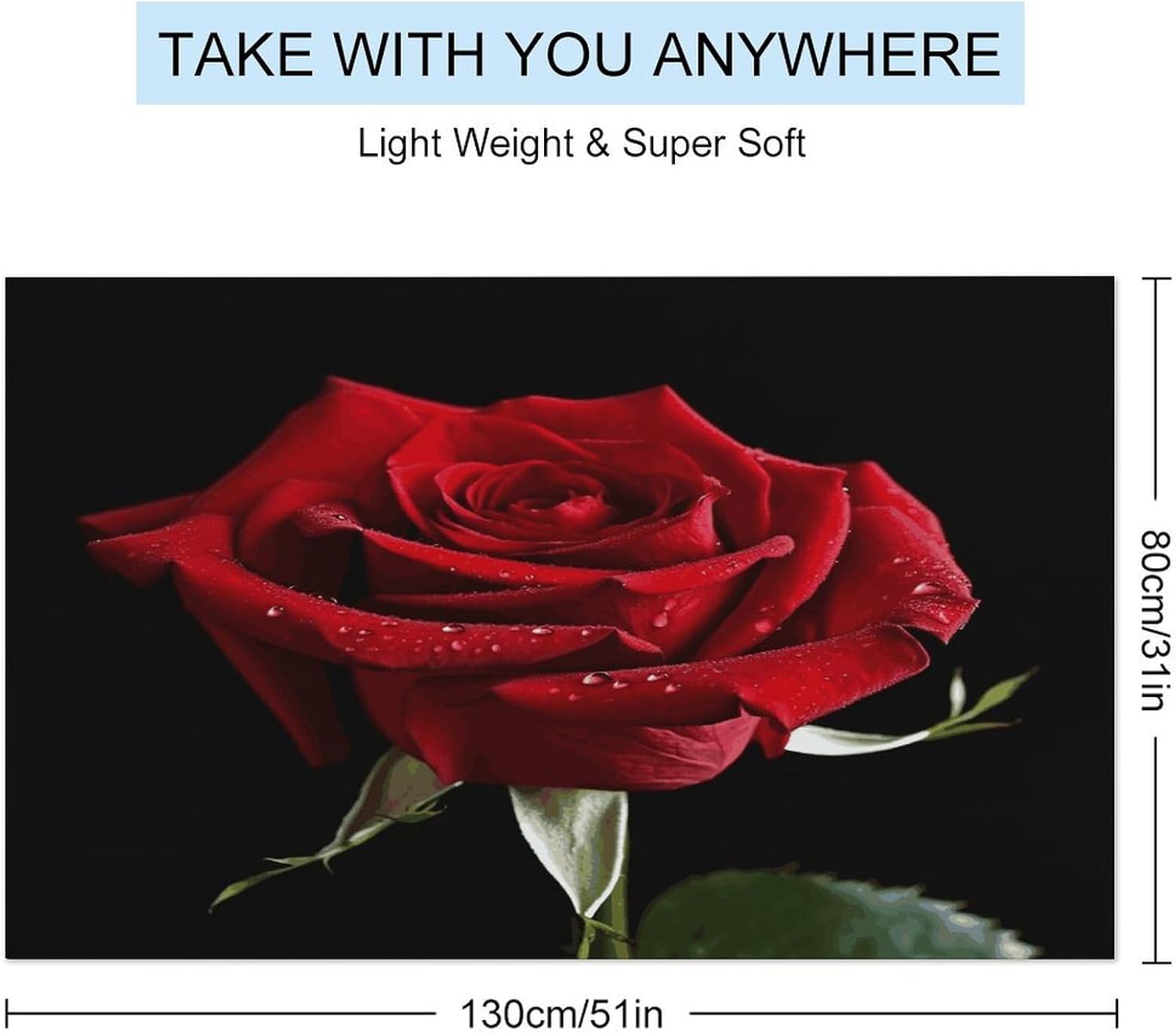 Swimming Towel, Red Rose Black Background Printed Fashion Towel,Portable Towel,Durable Towel