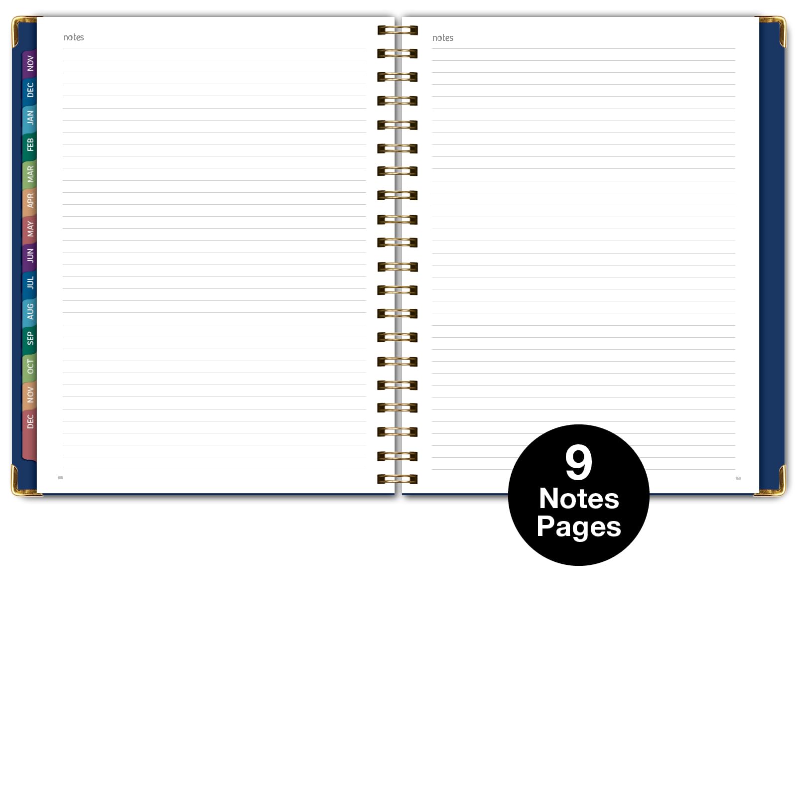 Agenda 2026 de tapa dura, 8.5 x 11 pulgadas: 14 meses (noviembre de 2025 a diciembre de 2026), agenda diaria, semanal, mensual, agenda anual, marcapáginas, carpeta de bolsillo y juego de notas