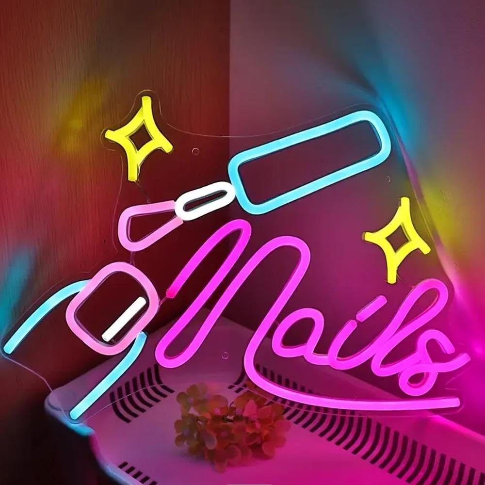 LEMST Signs Lamp Nail Neon Sign Beauty Zone Glowing Light Salon Room Decoration Dimmable Lady Girls Bedroom Nail Salon Shop 40cmх28cm