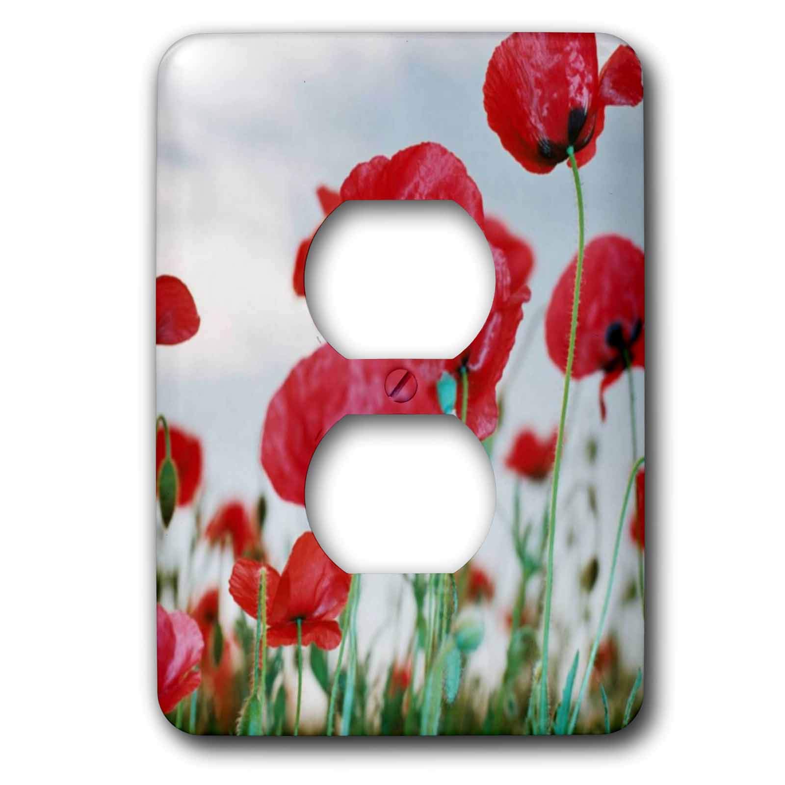 Housse de prise coquelicots : habillez vos double prises électriques ternes