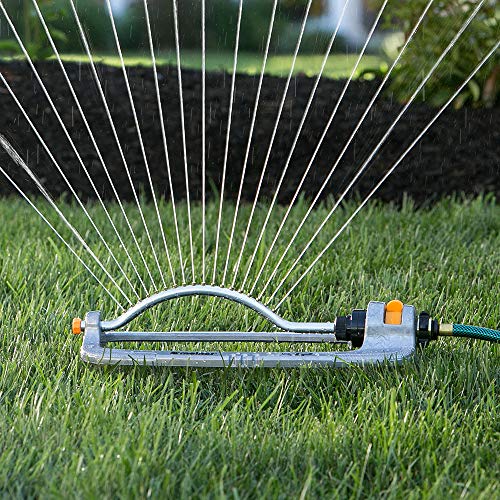 Image of Melnor 65118-AMZ XT Metal Turbo Oscillating Sprinkler with QuickConnect Product Adapter Amazon Bundle, 4000 sq. ft. Coverage