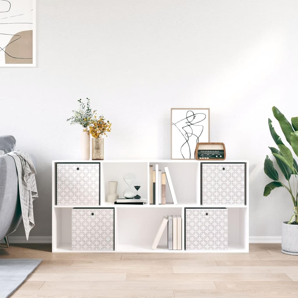 Gecheer Scatole portaoggetti pieghevoli in tessuto non tessuto, 4 pezzi, crema, contenitore portaoggetti con scomparti per camera da letto, soggiorno, bagno, sotto letto, guardaroba