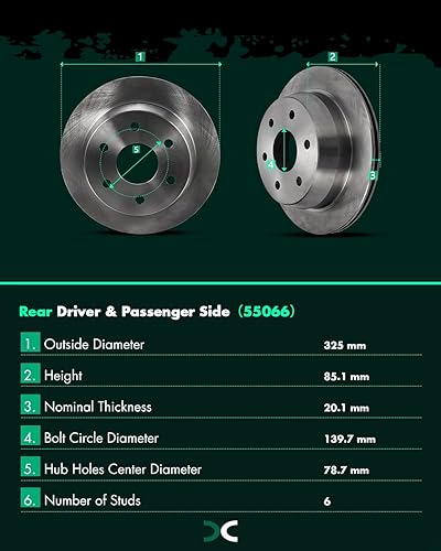 Miniatura 433 de SCITOO Juego de 2 frenos de freno ranurados traseros para Chrysler Town & Country, 08-16 para Dodge Grand Caravan, 09-13 para Dodge Journey, 12-15