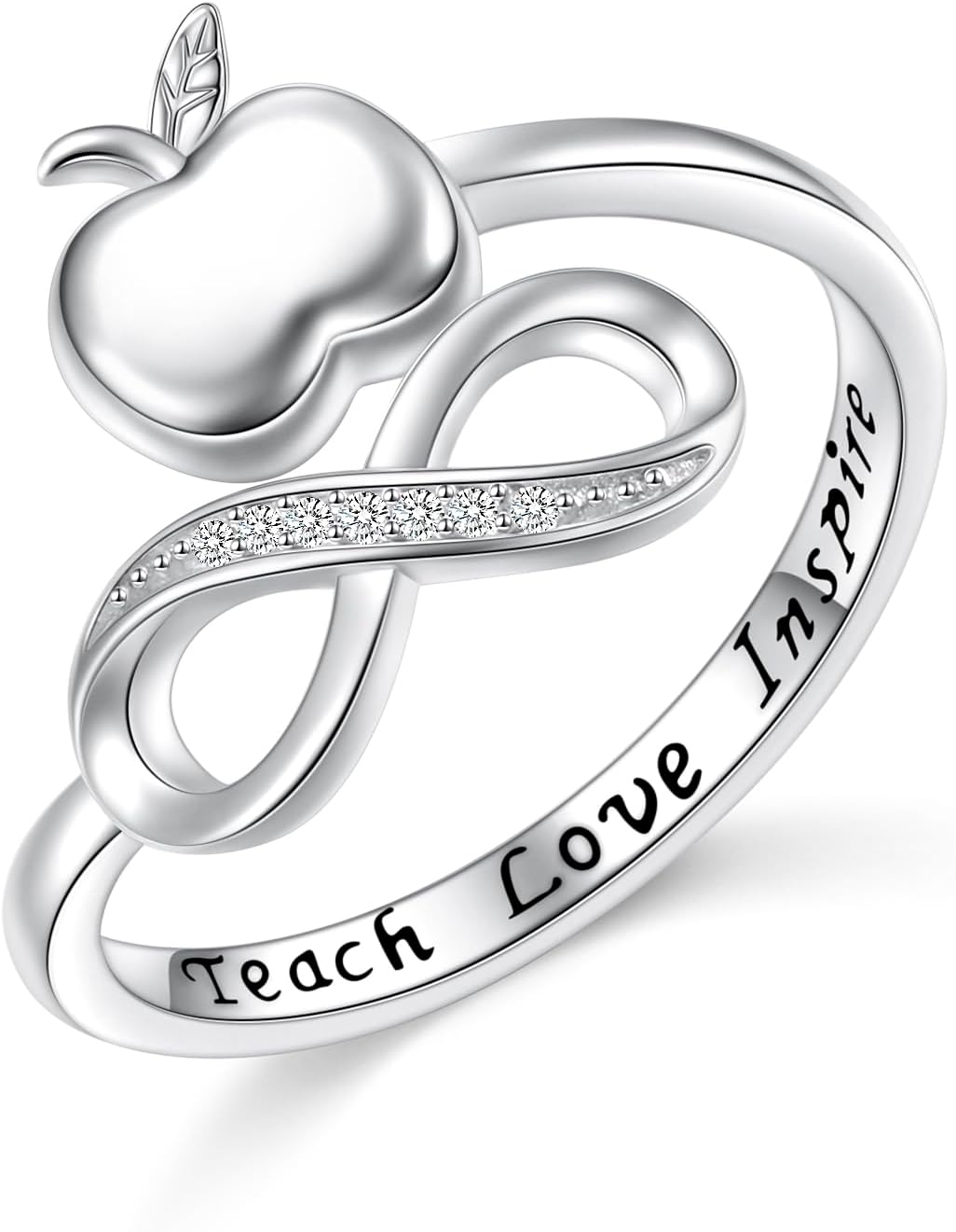 FLYOW Adjustable Inspirational Rings 925 Sterling Silver Band Ring Encouragement Jewelry for Women Teachers' Day Christmas Gift