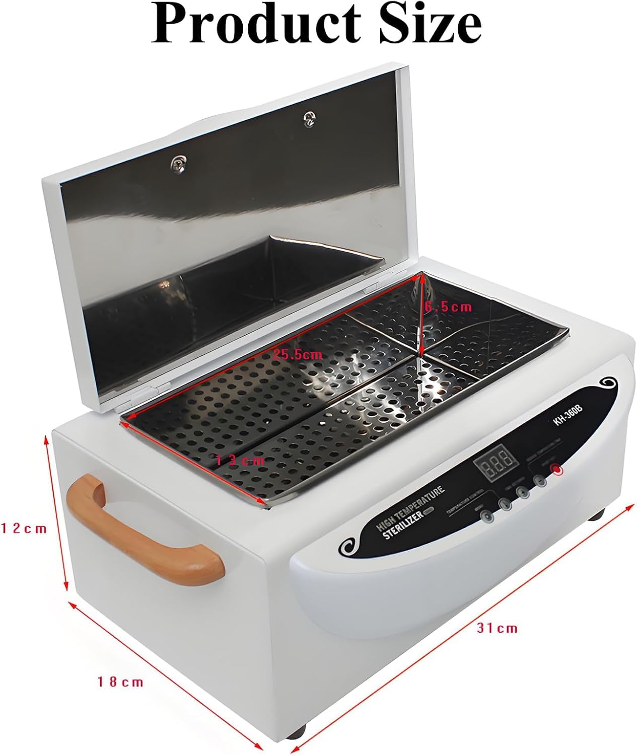 Esterilizador de Calor Seco para Herramientas de Uñas y Metálicas, Caja de Limpieza Profesional de Acero Inoxidable para Salón, Barbería, Clínica con Temporizador y Apagado Automático