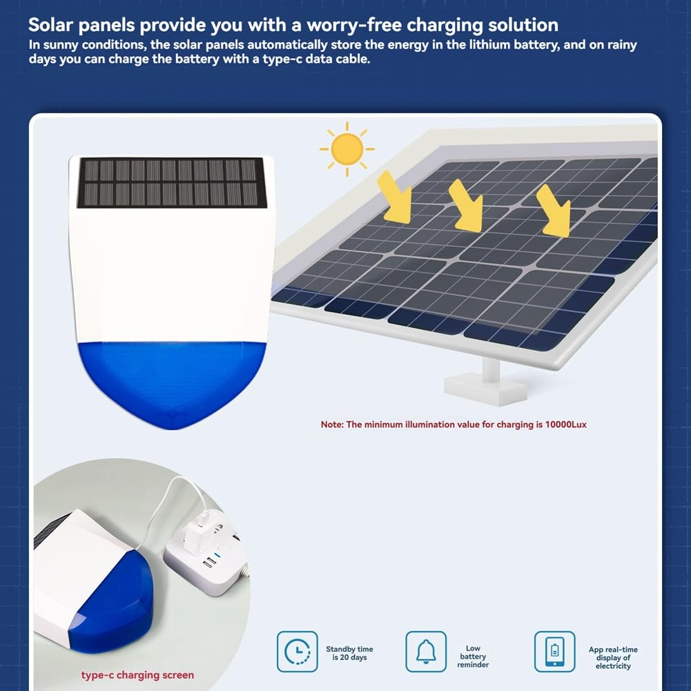 Capteur de Son et de Lumière Extérieur à Énergie Solaire pour Serre de Légumes de Jardin pour Balcon Capteur Intelligent de Son et de Lumière Extérieur WiFi à Énergie Solaire