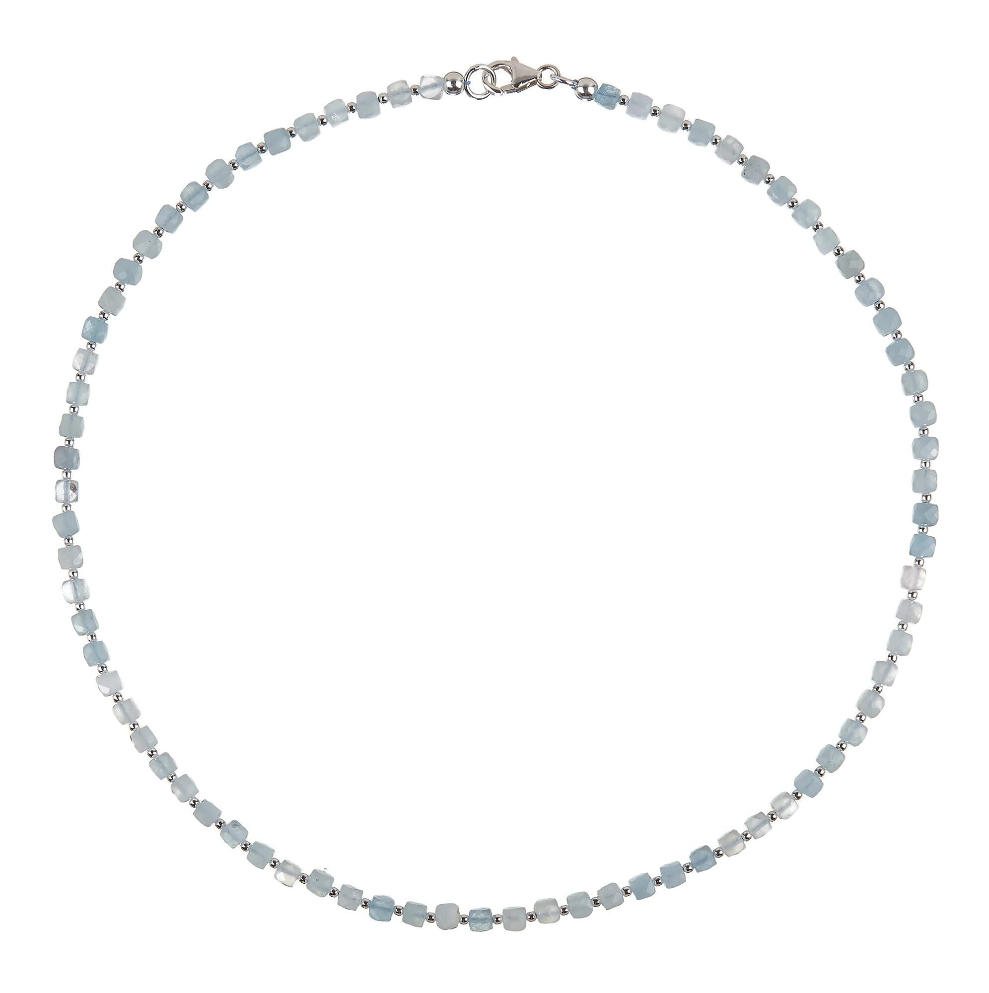 Aquamarin Kette 925 Silber blaue Halskette Steinkette