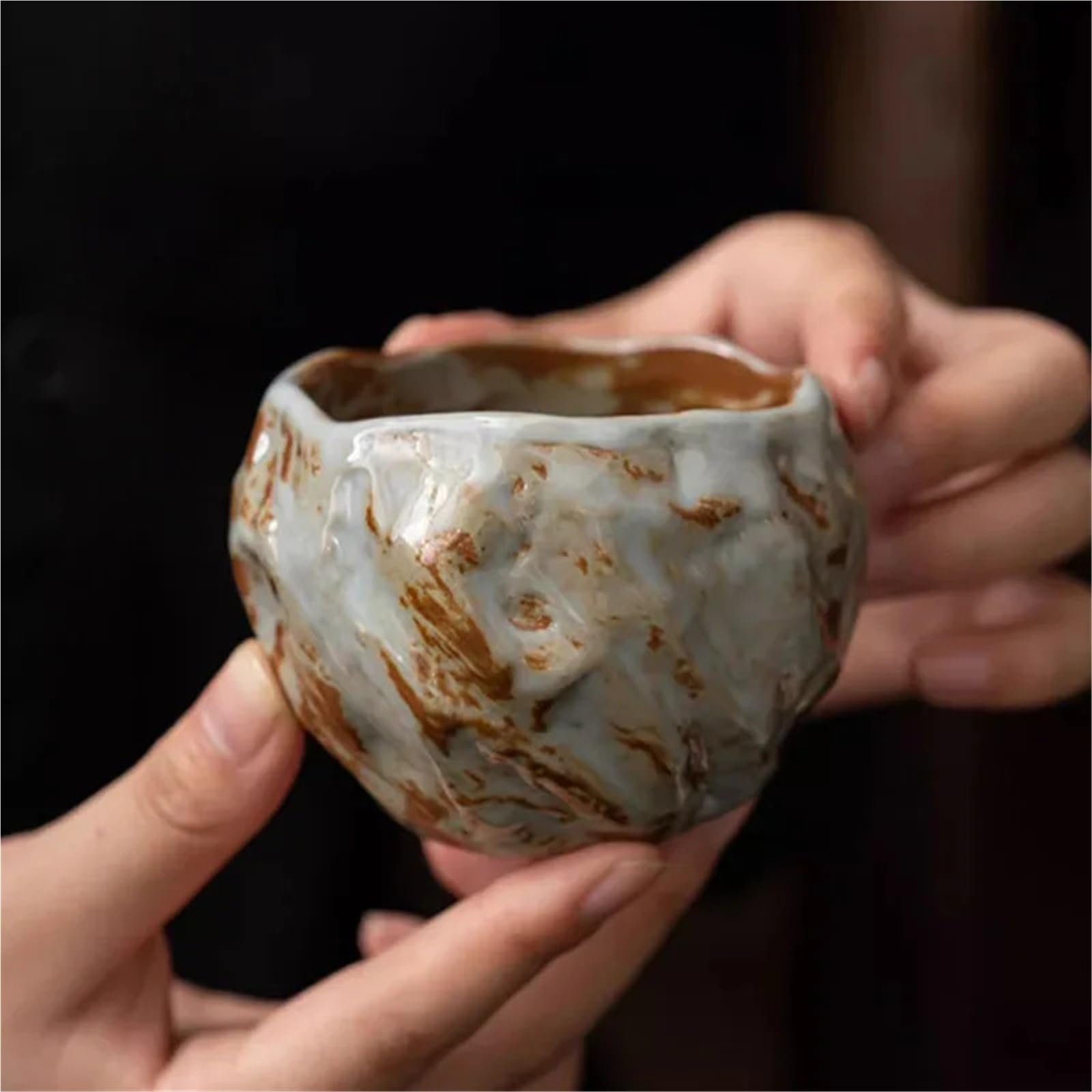 Taza infusora de té, 1 taza japonesa grande para té, esmalte crema, hecha a mano, taza maestra de cerámica esmaltada cristalina para ceremonia de té matcha (1 unidad-E)