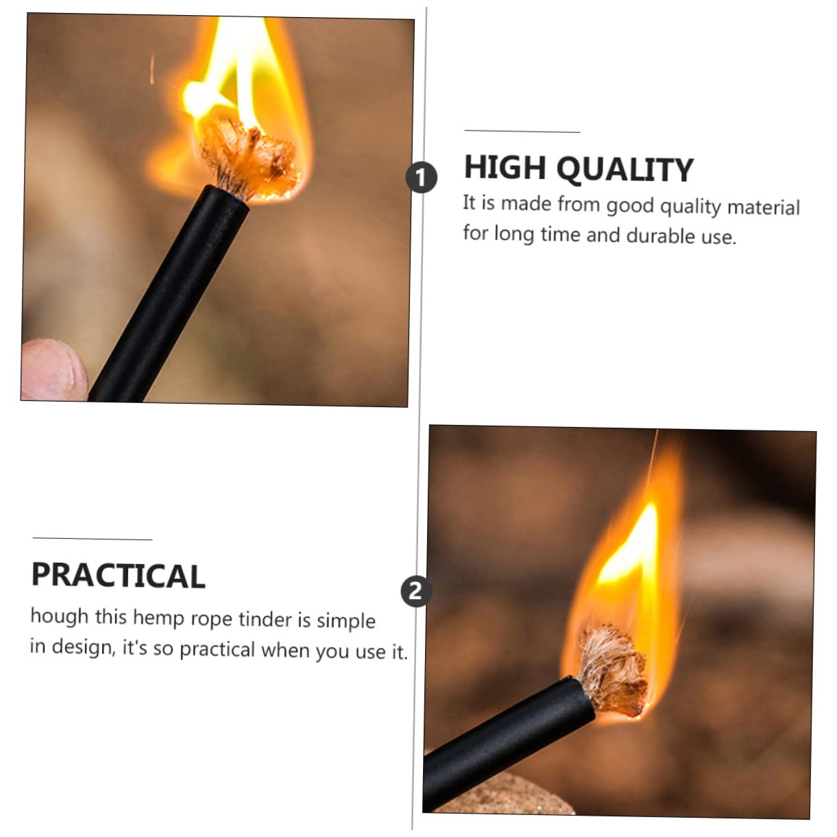 Kisangel 2sets Quality Material Fire Starter Matchstick Rope Portable Camping Tool 2pcs*2
