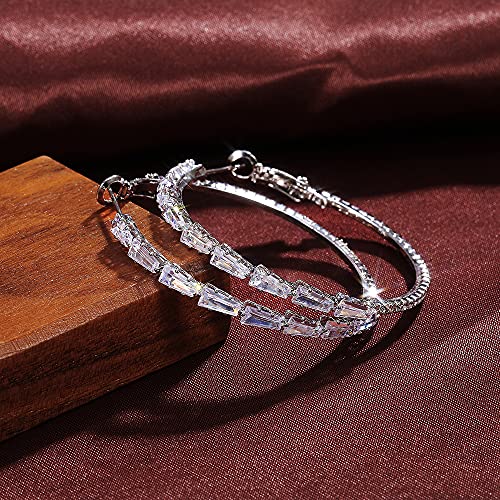 Sdouefos Gold Plated Rhinestone Hoop Earrings Large Crystal Zirconia Hoop Earrings for Women Fashion Bridal Wedding Jewelry4