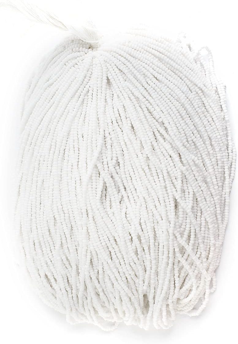 Czech Glass Seed Beads 11/0 (2.1mm Diameter) Opaque White Strung DIY Jewelry Making Beadss - 500g Bulk Bag by Preciosa (Jablonex)