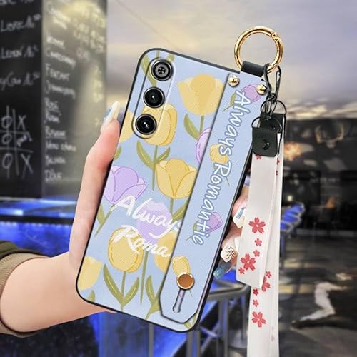 Phone Case Compatible with ZTE Nubia Red Magic10 Air, Wristband Flower Anti-knock Soft case Ring Lanyard Durable Dirt-resistant