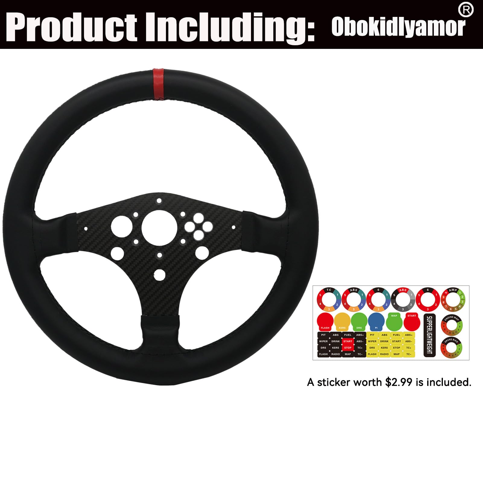 Replace 13 inch(33cm) lightweight Original Leather Steering Wheel For THRUSTMASTER T300RS/T300GT Force Feedback GT Force Racing Wheel Base Open Wheel (Full Leather, T300RS/T300GT)