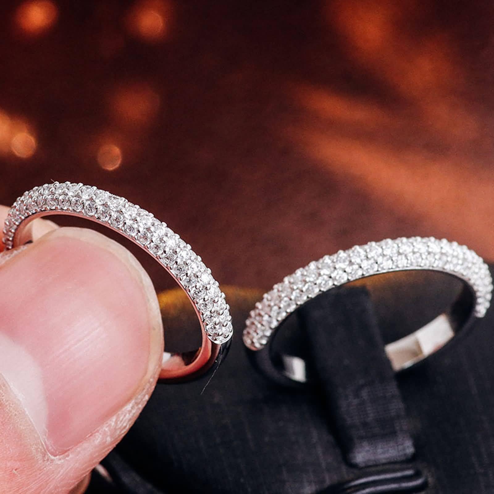 Ring Frauen, Freundschaftsringe Dünn mit Luxuriösem Moissanit, Stapelbar Mutter Tochter Geschenk