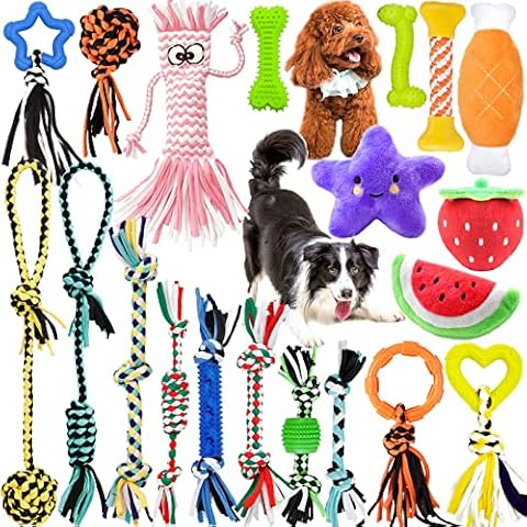 Purpledi 20 Pcs Hundespielzeug Set, Natürlicher Baumwolle,Seil Ball Hunde Kauen Spielzeug Set, Hunde Robuste Zähne Kauen langlebig Spielzeug Zahntraining für kleine, Mittelgroße und Große Welpen Cover