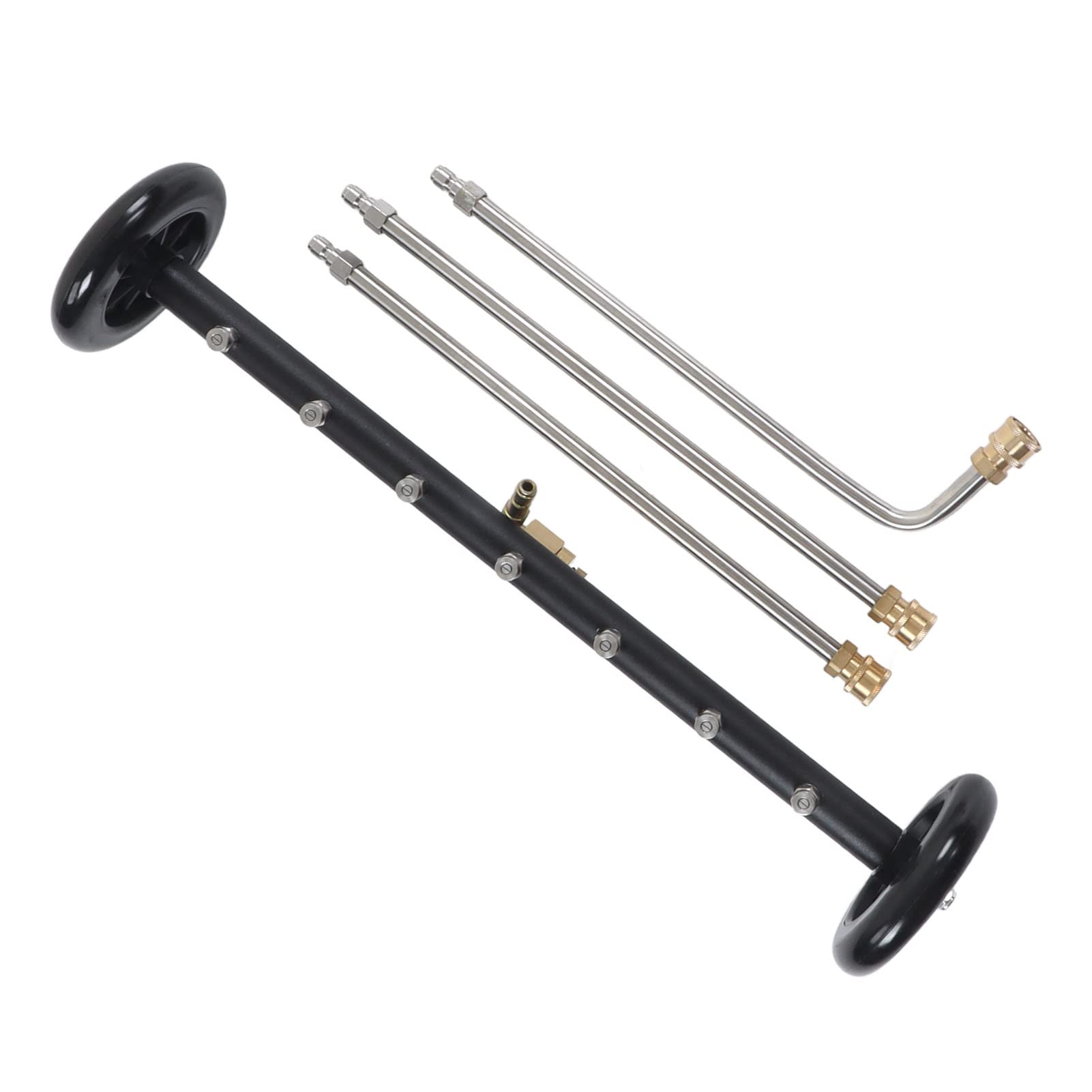 Limpiador de Chasis 4000 PSI 2 en 1 Accesorio de Lavadora a Presión de Escoba de Agua con 4 Boquillas de Acero Inoxidable, Conexión Rápida de 1/4 de Pulgada, Cuerpo de Aleación de Aluminio