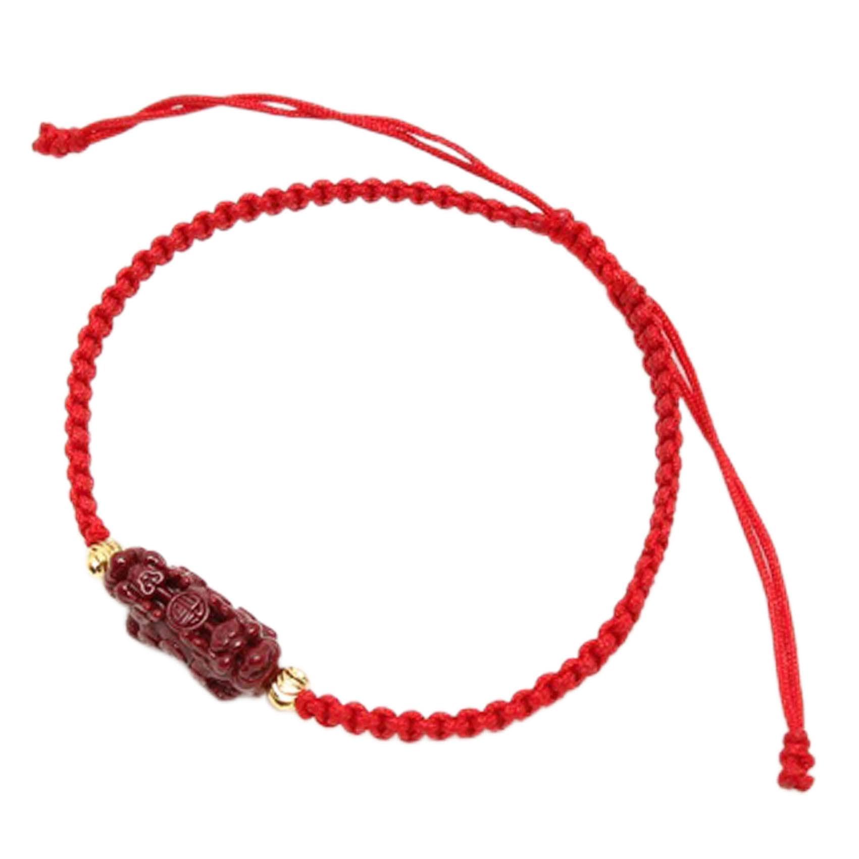 2 Piezas, Pulsera Budista De La Suerte Hecha A Mano con Hilo Rojo De Piedra De Cristal De Cinabrio Feng Shui, Amuleto Vintage De Buena Suerte A