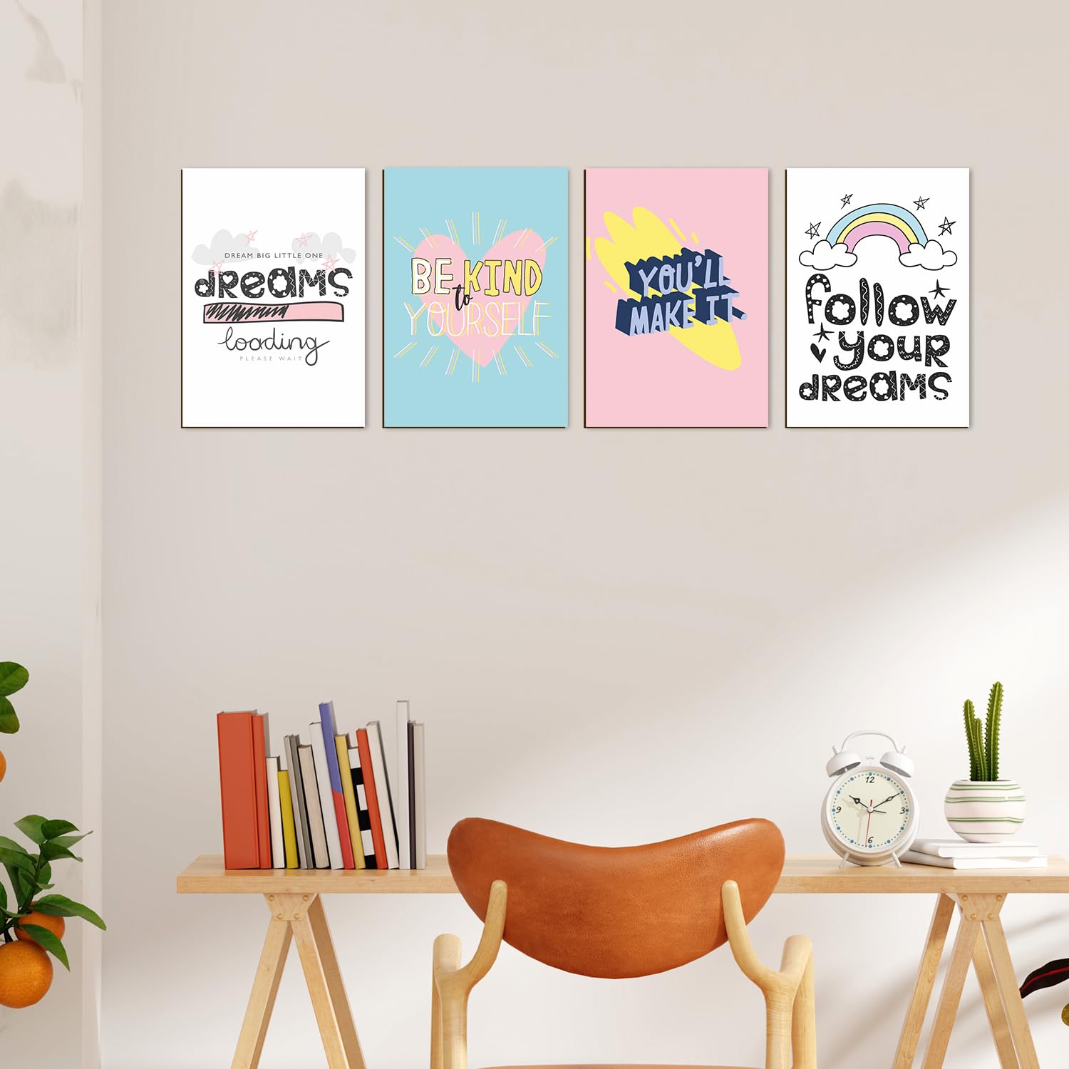 PAPER PLANE DESIGN Poster Frames Black Wall Hangings Size- 8.25 x 11.75 inch, Set of 4, Motivational Quotes D4 (D)