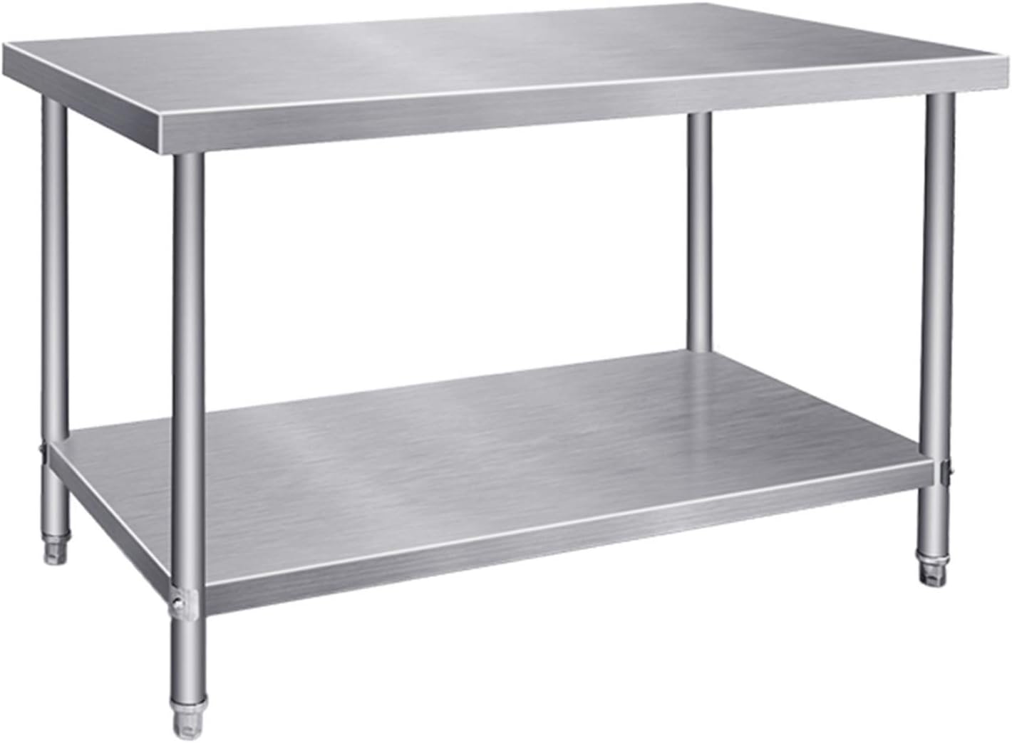 Stainless Steel Workbench Kitchen Workbench 2Tier Bearing 300KG Waterproof/Anti-Rust for Kitchen Hotel Family Restaurant