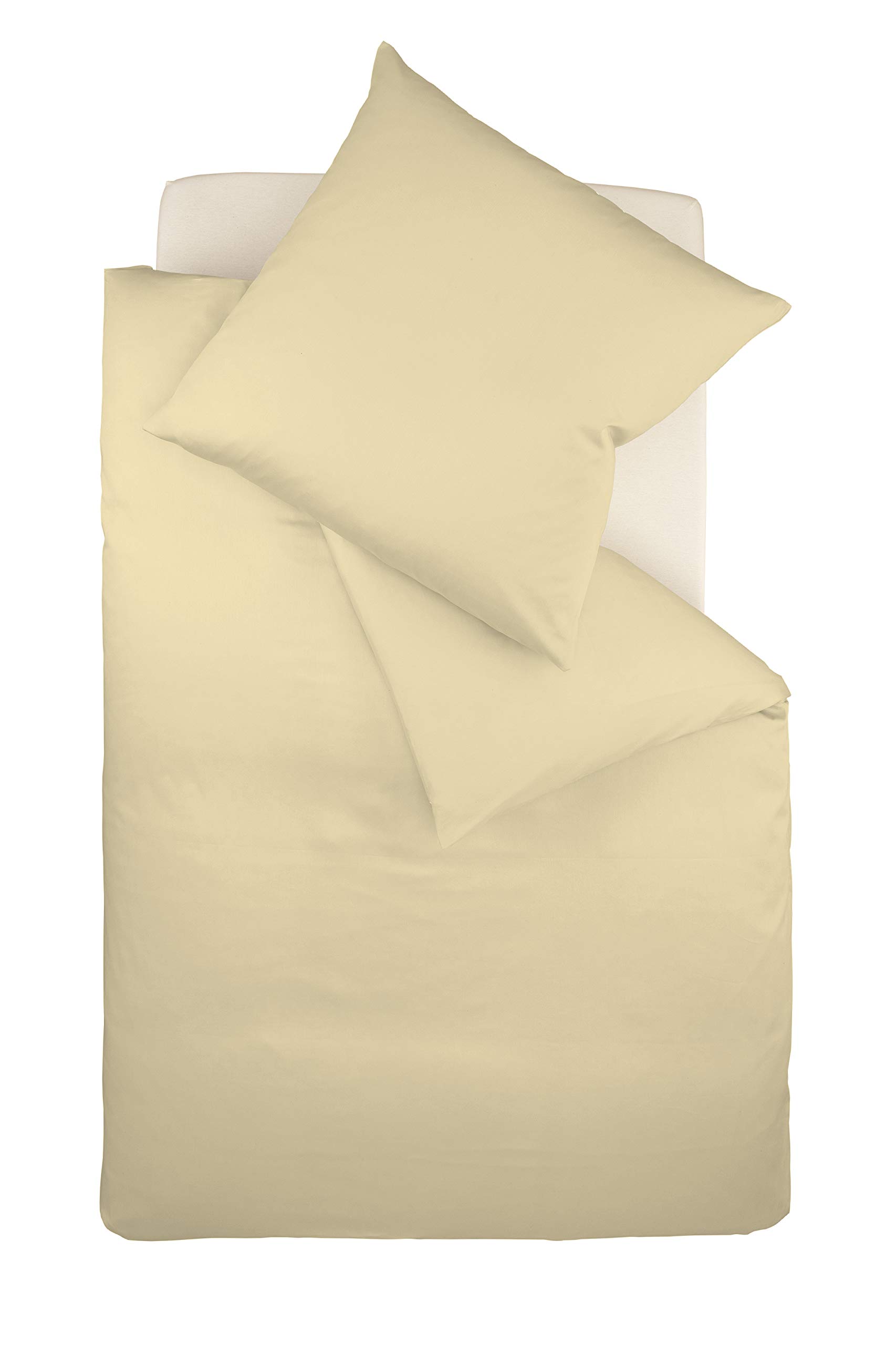 FleuresseColours Uni Maco Satin Bed Linen, Satin, sand, 200 x 220