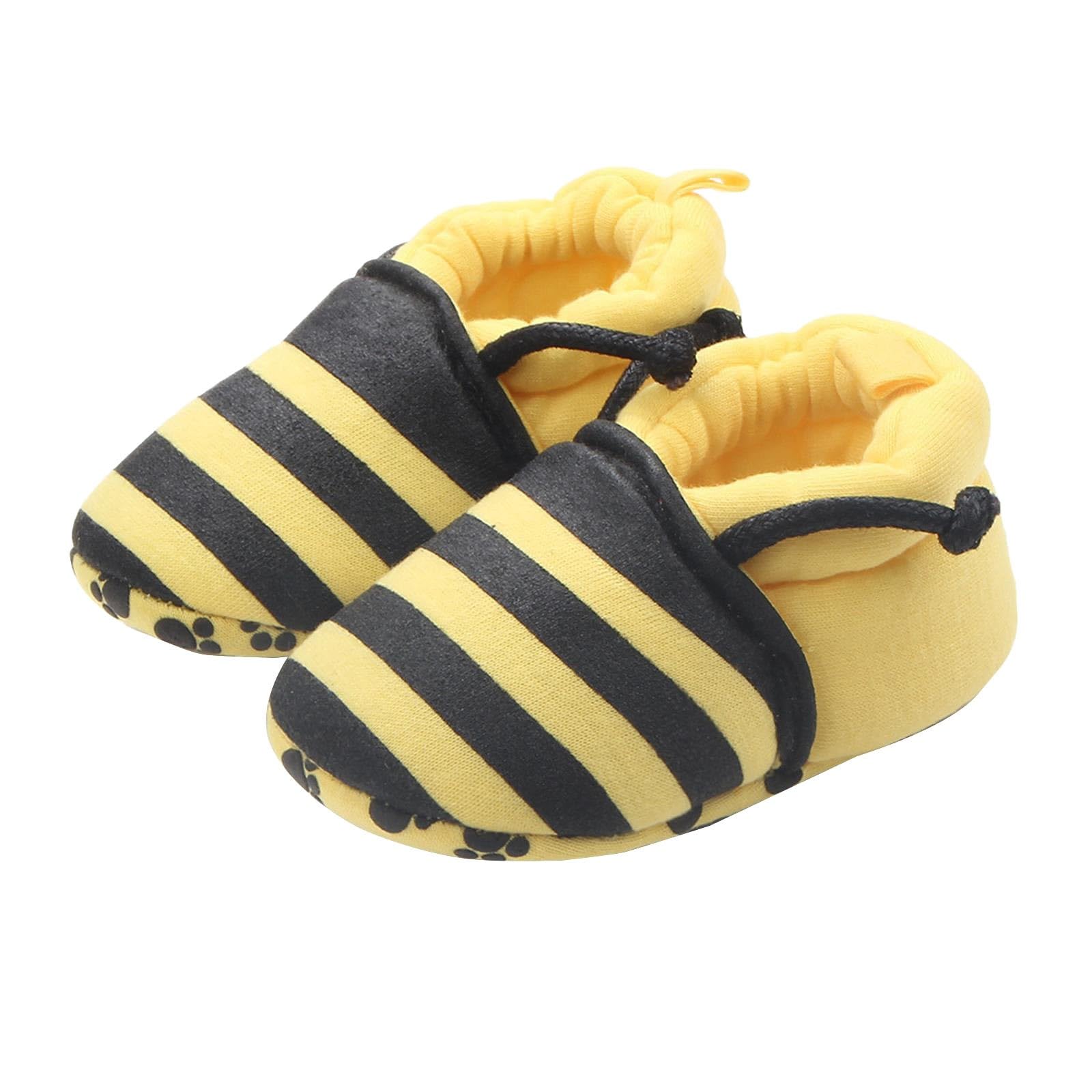 Baby Slippers Fleece Booties Girl Boy Cozy Slippers Socks Shoe Infant Non Slip First Walking Shoes Warm Soft Sole Shoes (Yellow, 12-18 Months)
