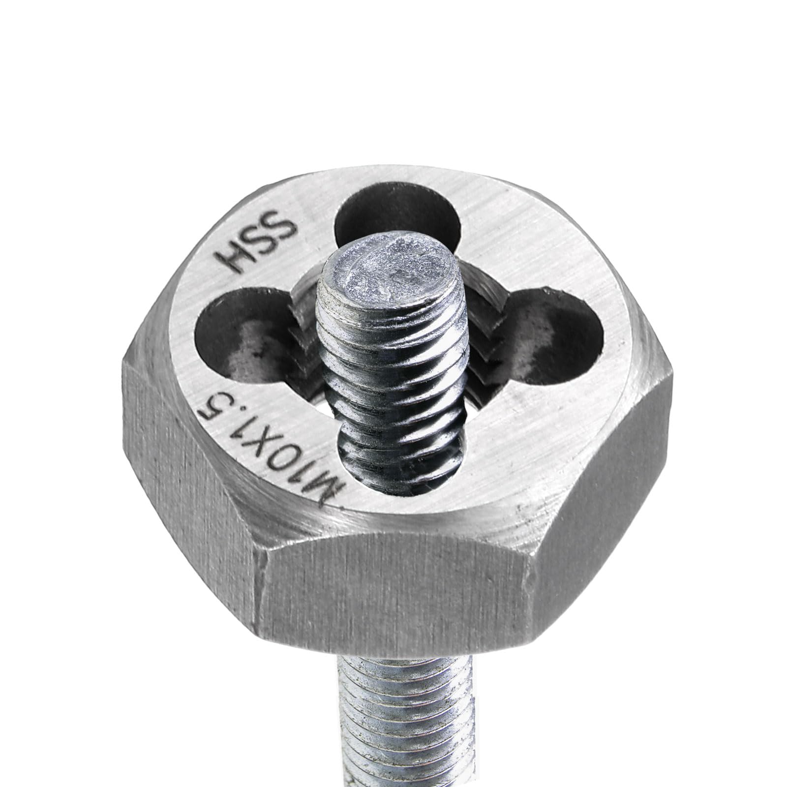 QUARKZMAN Filiere Hexagonale M10 x 1.5 Pas Metrique A Droite Acier Rapide Filiere Fixe Outil De Refiletage Taraudage Reparation