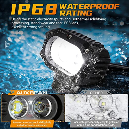 Image of Auxbeam 4In LED Offroad Light for Truck, 60W LED Driving Pod Lights Super Flood Beam 2Pcs Led Pods A-Pillars Bumper Offroad Lights Automotive Light Bar IP68 Waterproof for Jeep Motorcycle SUV Trucks
