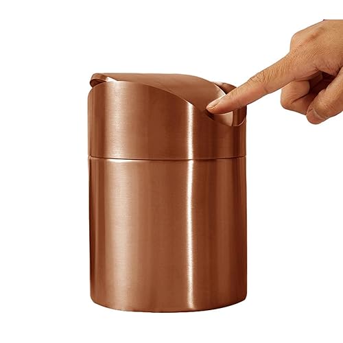 Miniatura 10 de Chemlliy Bote de basura de acero inoxidable con tapa giratoria, mini cubo de basura para encimera, baño, cubos de basura dorados para escritorio,