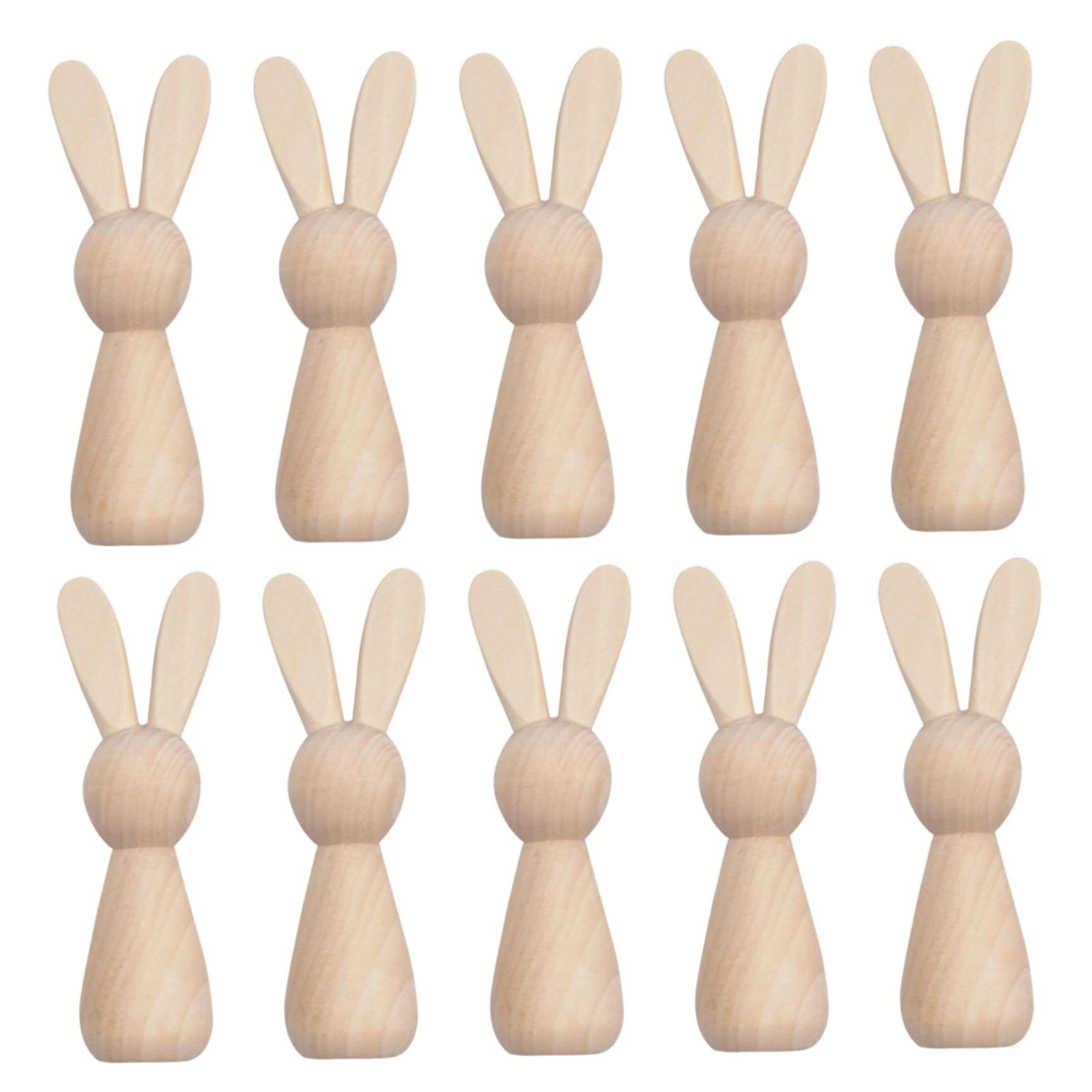 10 Pieces Wooden Easter Bunny, Natural Wood Bunny Figurines for DIY Crafts, Spring Home Decoration, Table Centerpiece, Wooden Bunnies for Crafts