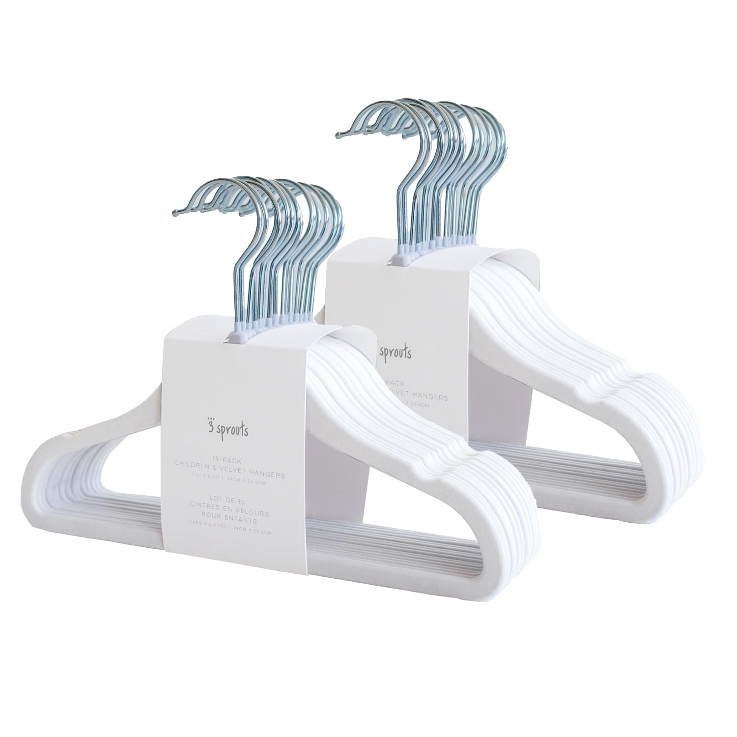 3 Sprouts Velvet Baby Hangers - Non-Slip Hangers for Infant & Toddler - Closet Hanger for Childrens Clothes & Coat - Newborn Hanger, Pack of 30 - White โ image 1