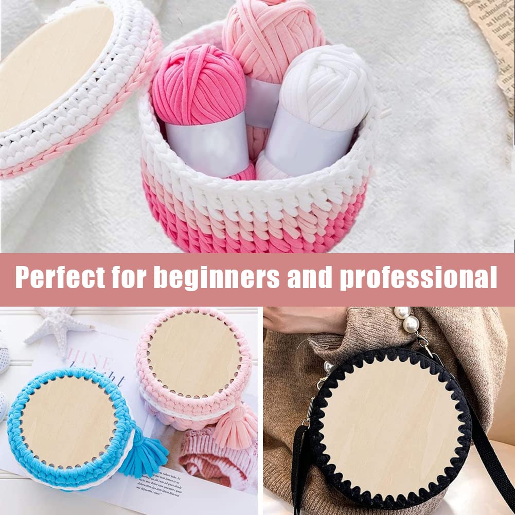 4 Pezzi Base Per Cestini E Borse All'Uncinetto In Legno - 2 Tonde E 2 Quadrate (15cm E 20cm) Per DIY