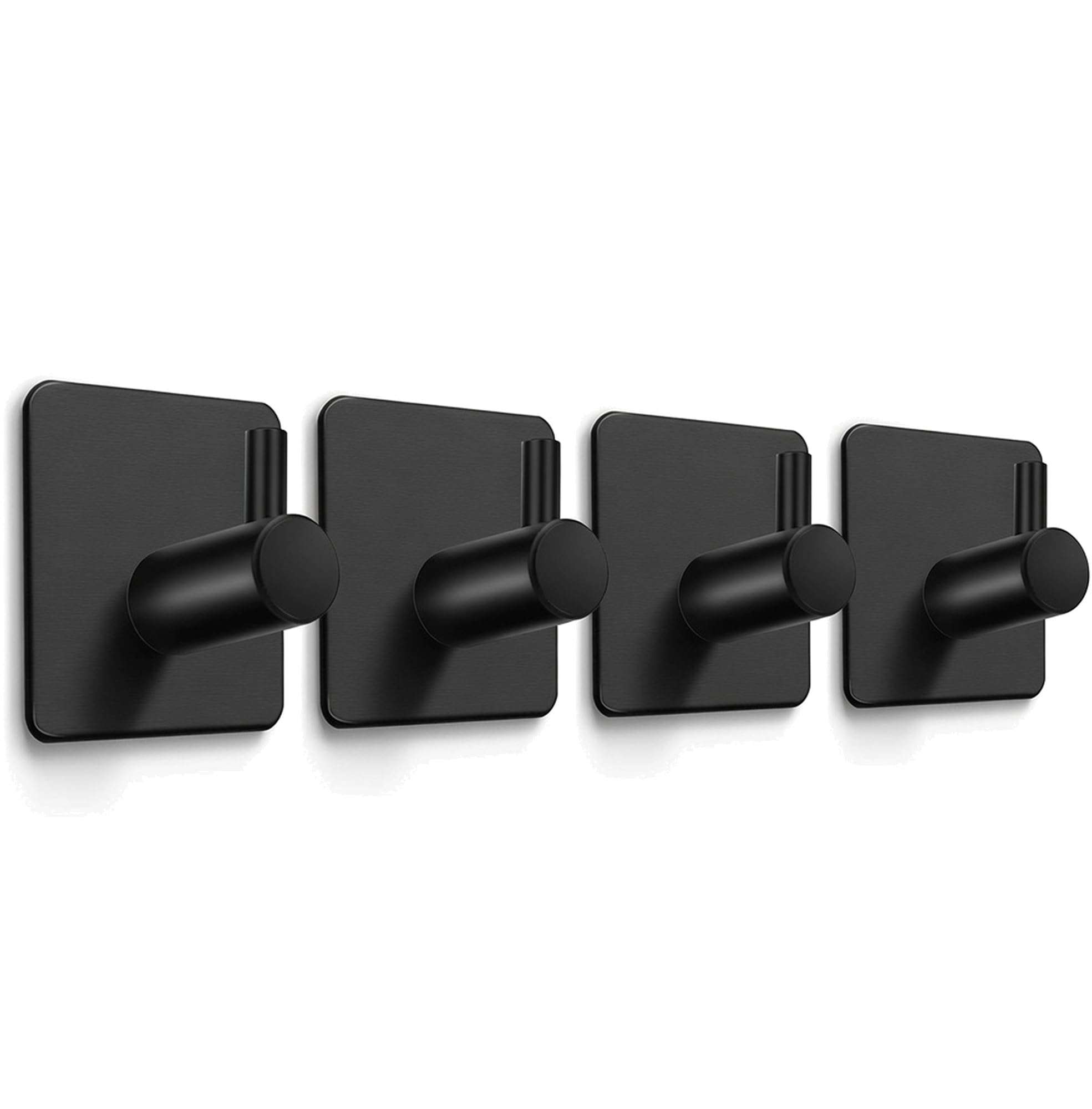 The Bog Standard 4 Pack Matt Black Self Adhesive Wall Hooks Stainless Steel