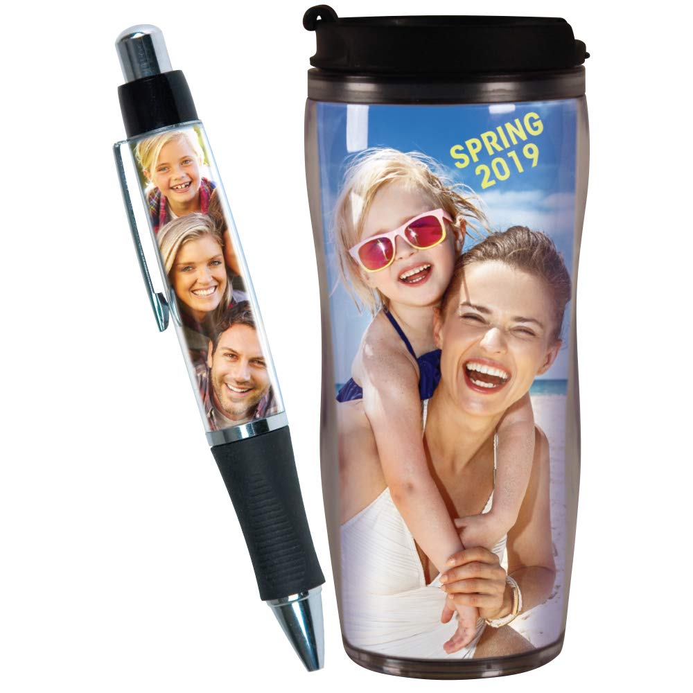 PixMug + PixPen - Create Your Own Custom Photo Travel Mug and Pen