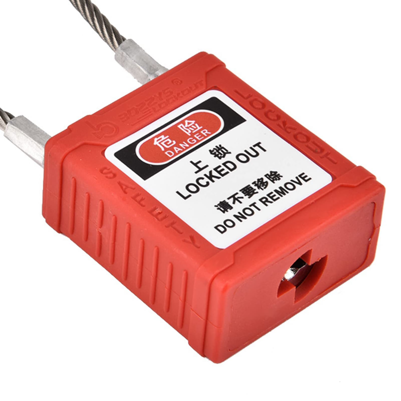 Lockout Padlock, 1Pcs Padlocks with 2 Keys Engineering Safety Padlock Rope Long Distance Lockout Tag Out Isolation Lock, Red - Image 4