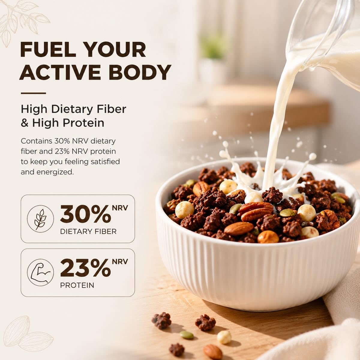 Granola de Chocolate Negro y Avellanas, Avena y Frutos Secos, 500 g