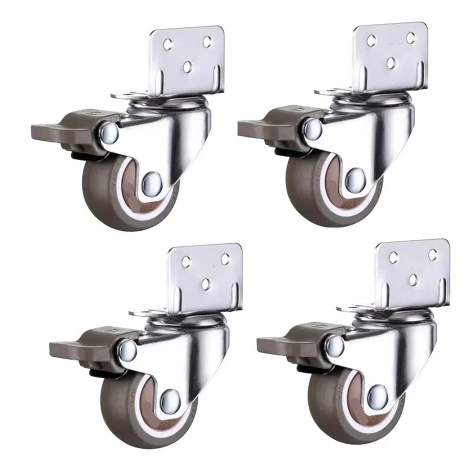 MXXDMOPD 4 PCS Furniture Casters Soft Rubber Swivel Silent Trolley Bed Wheels Home Accessories(With Brake,1.5 Inch)