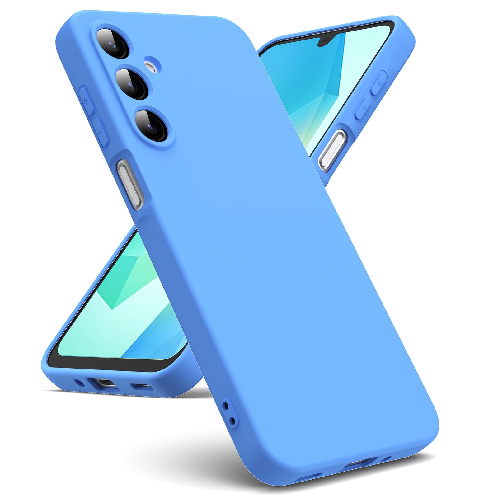 Oududianzi - Cover Compatibile con Samsung Galaxy A16 4G / 5G [Silicone Liquido] [Interno in Microfibra] Gomma Gel di Silicone Liquida Antiurto Custodia Cover Samsung A16 - SkyBlue