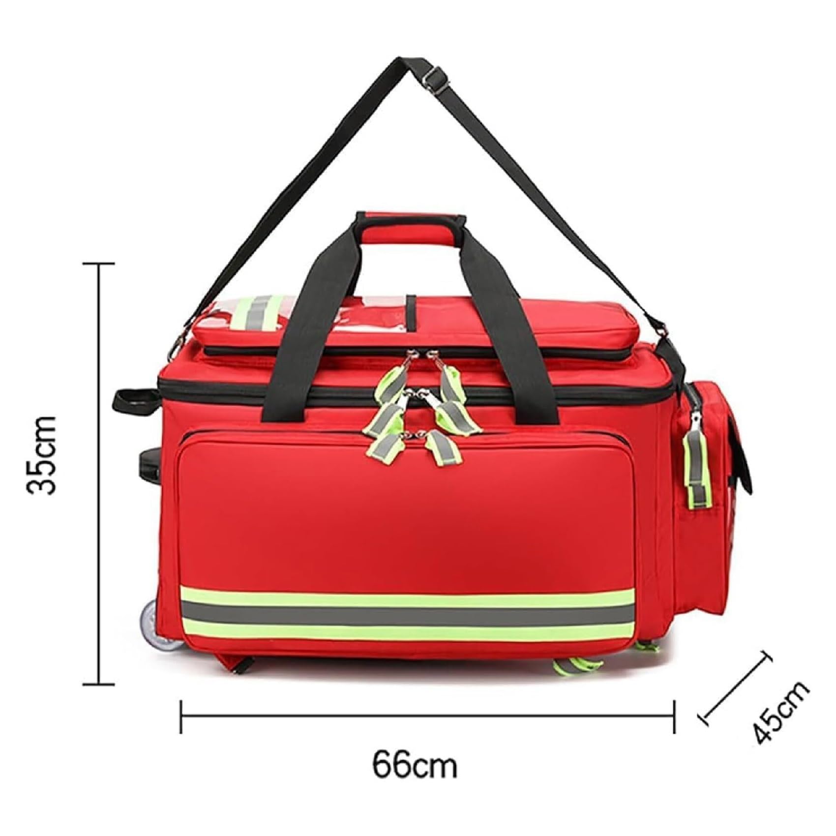Bolsa de Kit de Primeros Auxilios con Ruedas, Maletín Trolley Grande para Suministros Médicos, Portátil con Bandas Reflectantes, Organizador para Casa, Trabajo y Aire Libre