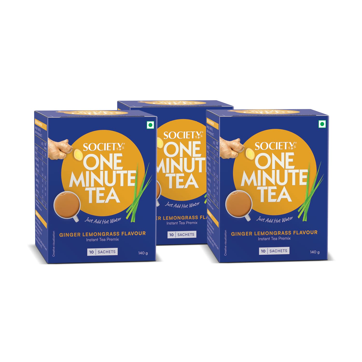 Society One Minute Tea | Ginger Lemongrass Flavour | Made with Lemongrass & Ginger | Flavoured Instant Tea | 14g X 10 Sachets (140g) | Pack of 3 (B09YFZXWL4) Amazon Price History, Amazon Price Tracker