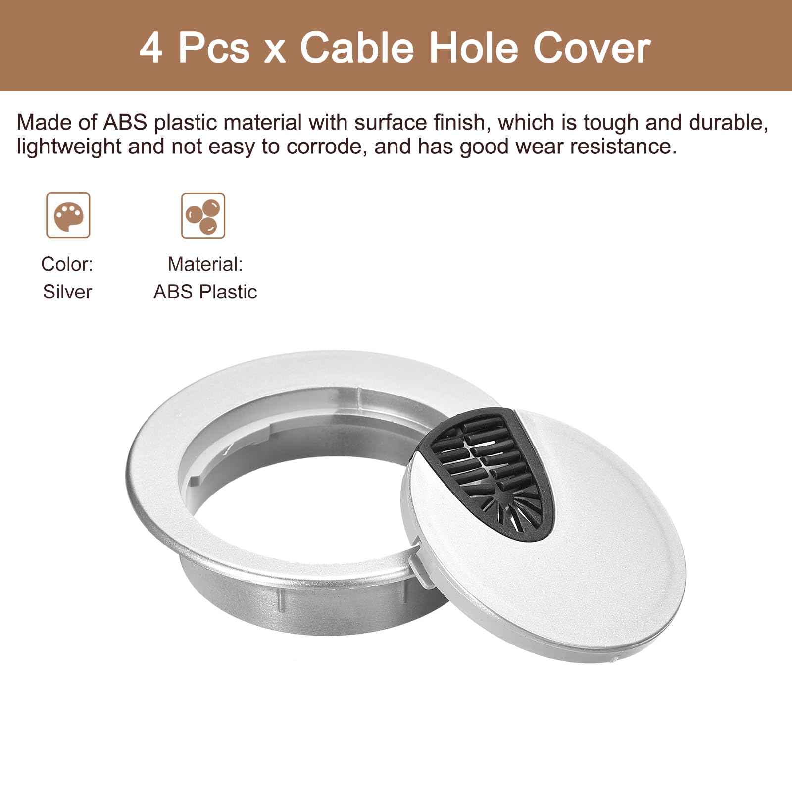 QUARKZMAN Kabelabdeckung 65mm - 4 Stück ABS Kabellochabdeckung Für Schreibtisch