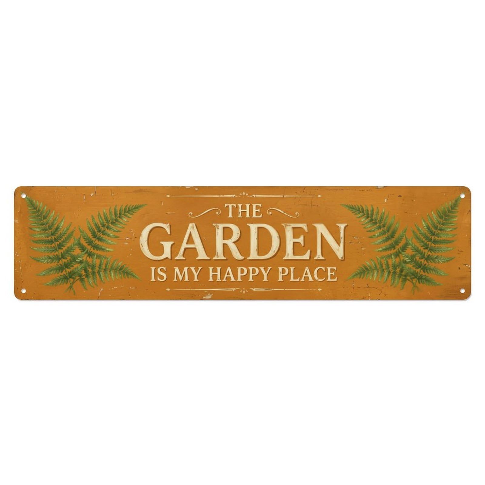 Vintage The Garden Is My Happy Place Fern Green Metal Tin Sign