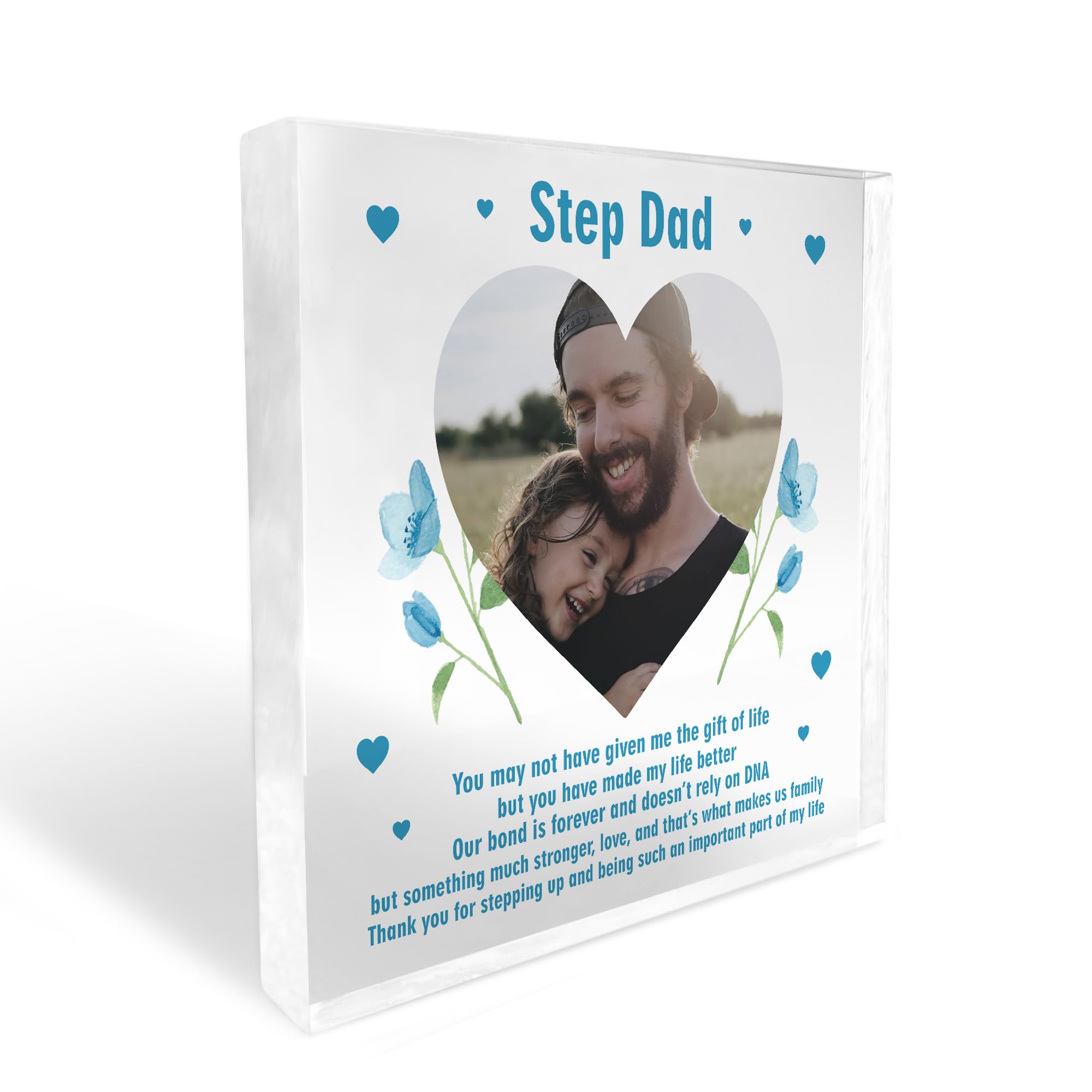 RED OCEAN Step Dad Gifts For Birthday Christmas PERSONALISED Photo Block Gift From Daughter Son Thank You Gift For Step Dad