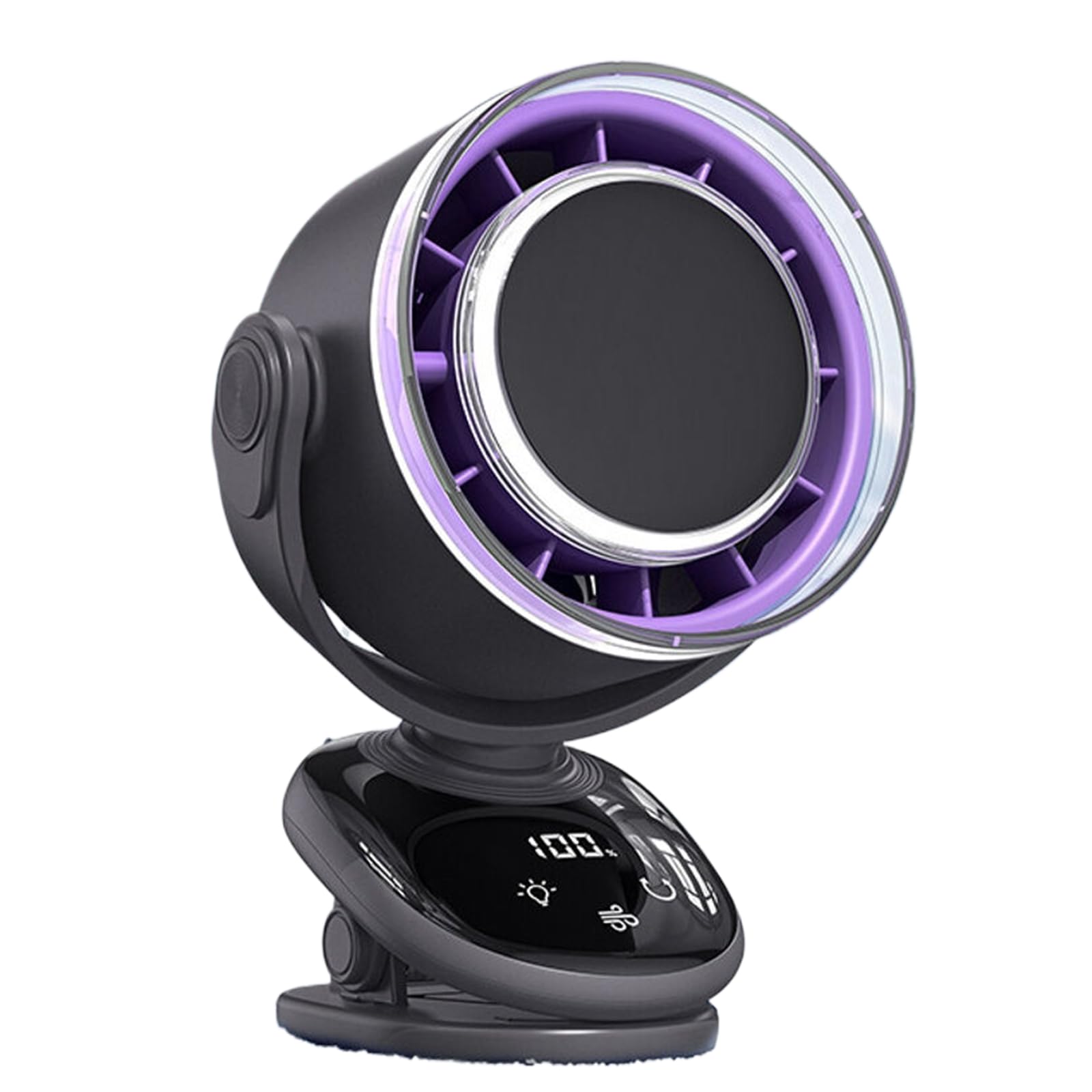 NRVTRE Rechargeable Clip Fan Digital Screen 360 Degree Cooling Wall Desk Hanging Fan 180 Degree for Indoor Outdoor Cooling Digital Clip Multifunctional with Display