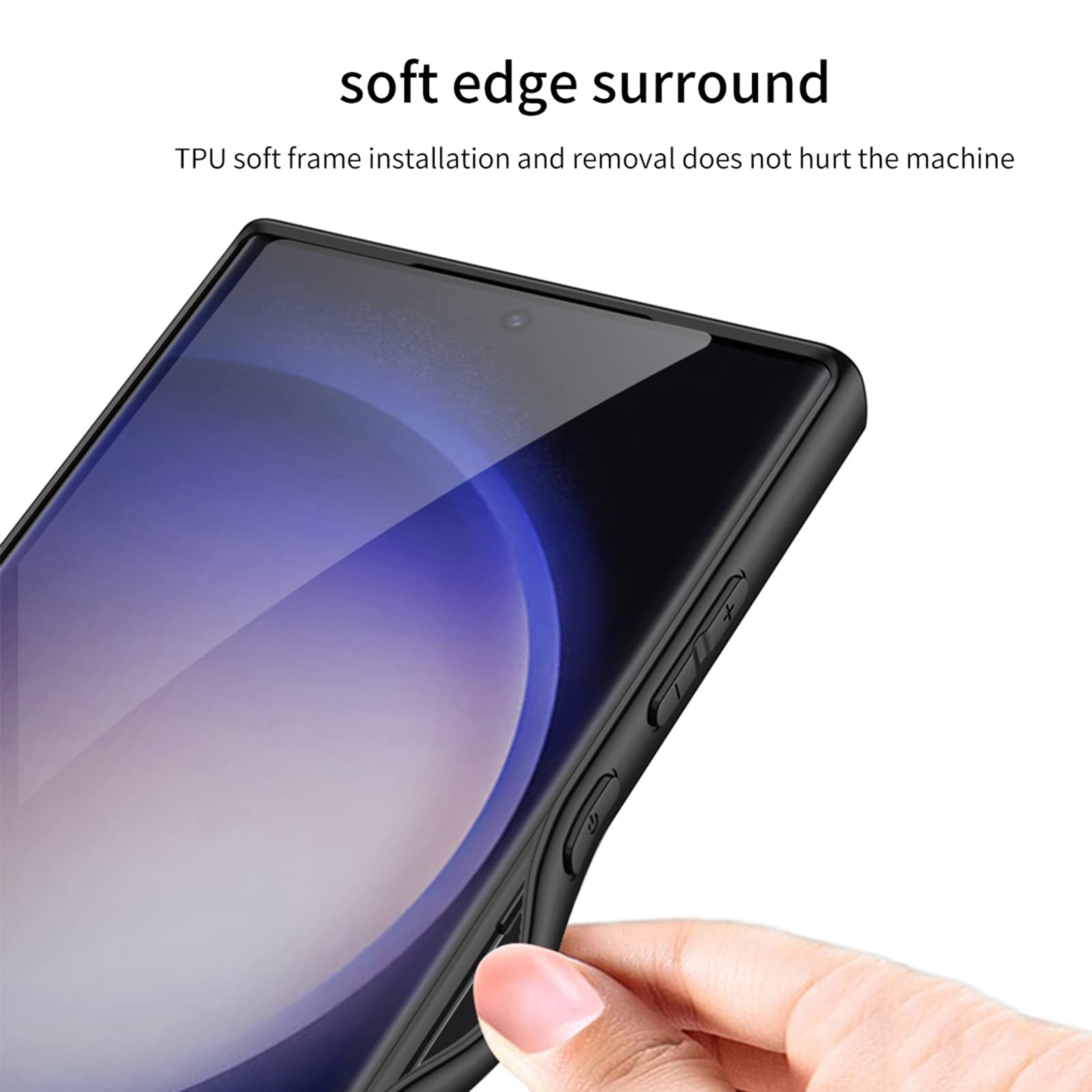 Handyhülle für Samsung Galaxy S23/S23 Plus/S23 Ultra,Anti-Kratzer Kameraschutz Hülle Anti-Fingerabdruck Leder Dünne Stoßfeste Schutzhülle für Kabelloses Laden,Schwarz,S23 Plus