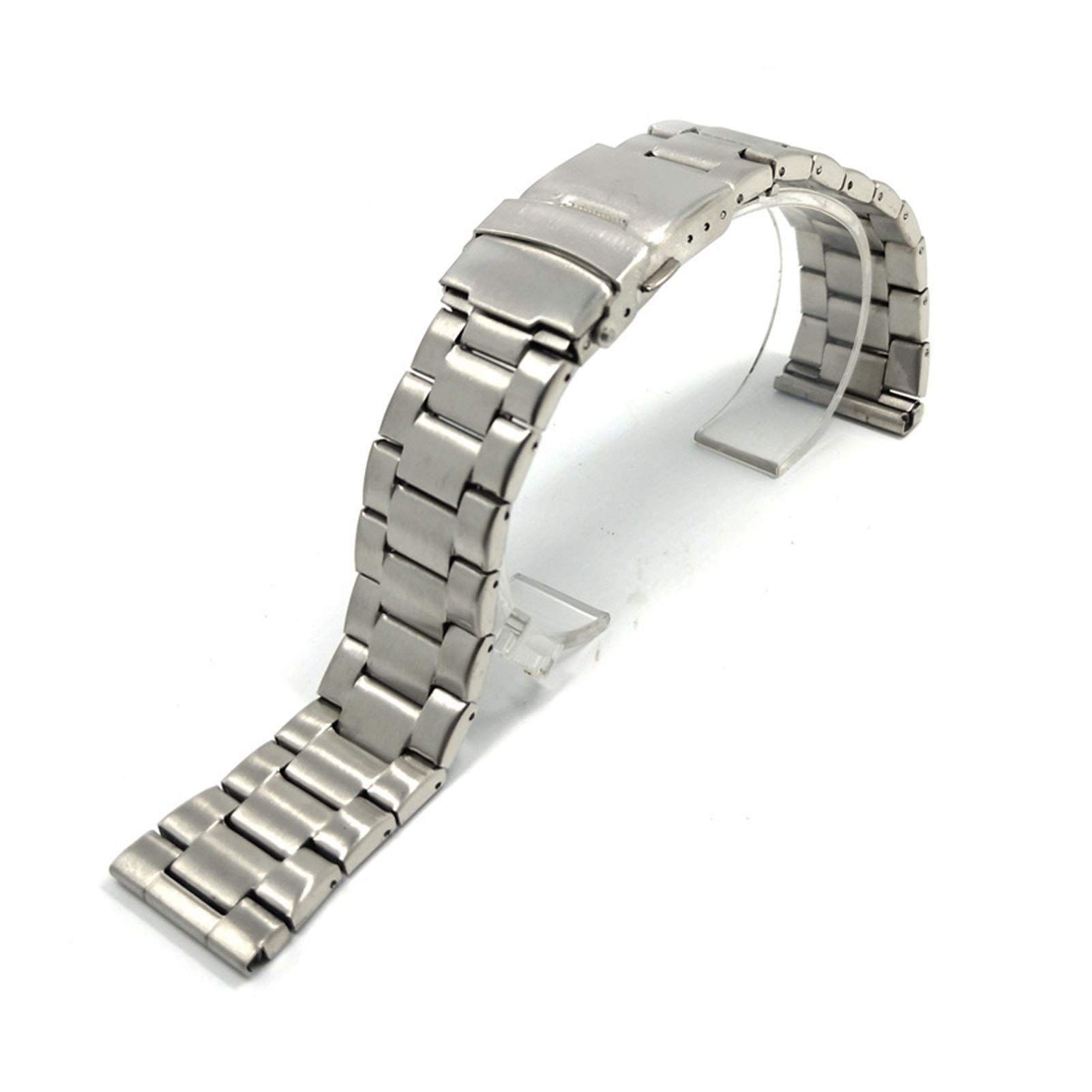 Bracelet de montée en Acier Inoxydable 20 mm 22 mm Argent Noir à Double Pression Bouard de Boucle de sécurité en métal Bracelet