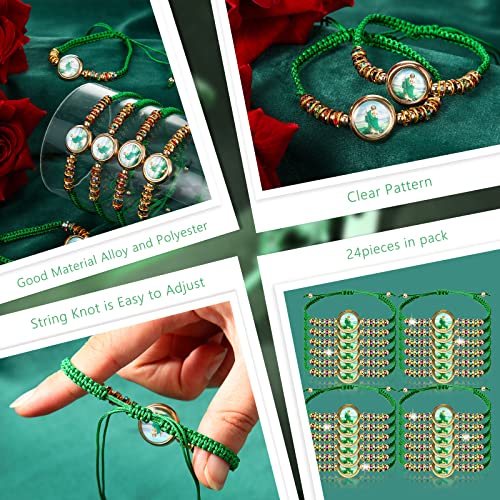Youyole 50 Pieces San Judas Tadeo Bracelet Saint Jude Rosary Handmade Green Knot Rosary St Jude Mexican Bracelet for Women Men2